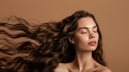 make-up, beauty, woman, fashion, glamour, skin, care, hair, portrait, shampoo, long, shiny, curly, face, healthy, style, brown, model, salon, wavy, female, hairdresser, person, young, background, girl
