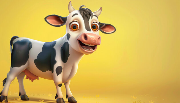 a beautiful cute cow cartoon for bakraeid card and eid poster for Muslim festival generated by AI