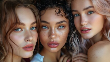 Three Beautiful Young Women With Freckled Hair and Blue Eyes - Powered by Adobe