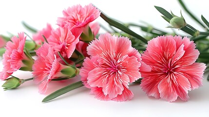A beautiful bouquet of pink carnations. The carnations are in full bloom and have a soft, velvety texture. The bouquet is tied together with a pink ribbon. - Powered by Adobe