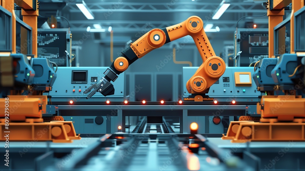 Aufkleber a robot on a high-tech production line, assembling the next generation of robotic devices