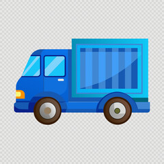 Blue cargo truck on a transparent background For decoration projects related to transportation.