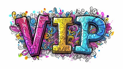 The word VIP created in Doodle Lettering.
