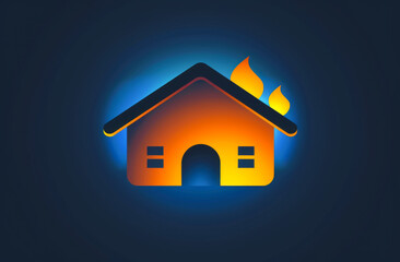 House on fire icon. Logo of a family