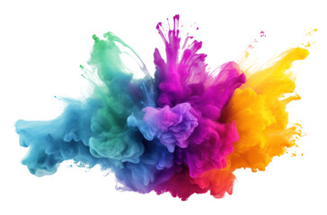 Obraz premium PNG Holi paint splash purple white background creativity.