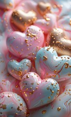 Pile of Pink and Blue Heart Shaped Candies