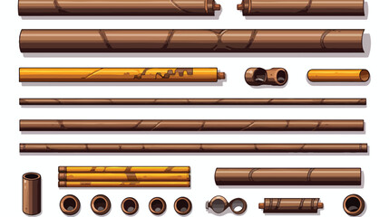 Set of metal beam tubes and pipes for building stee
