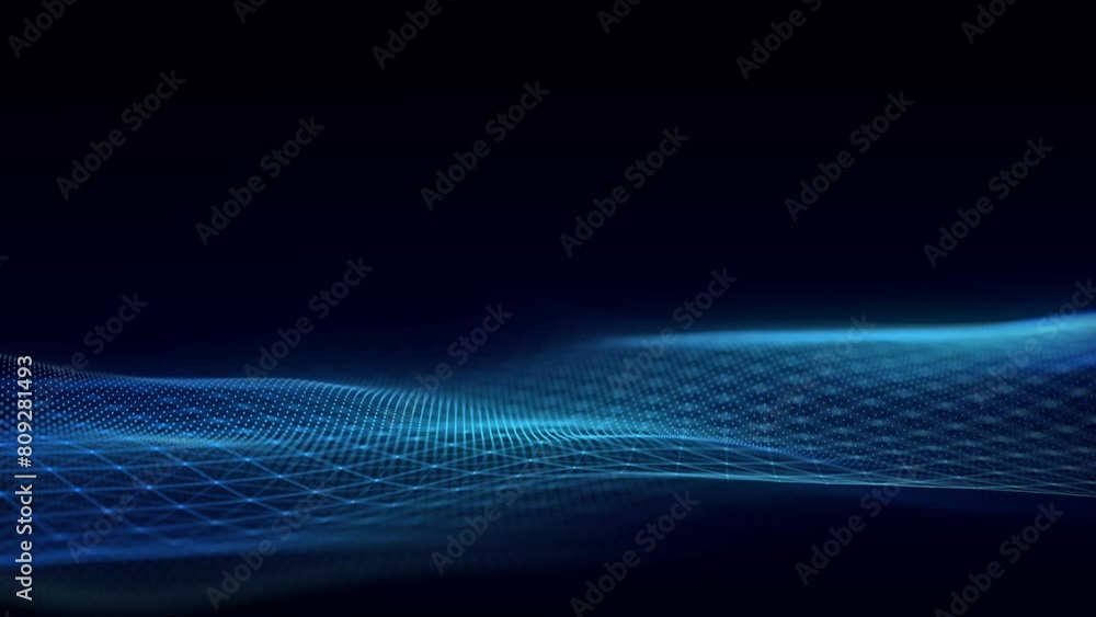 Aufkleber Double wave of particles and lines. Big data visualization. Abstract background with a dynamic wave. 3d rendering.