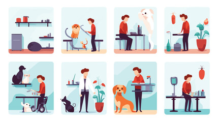 Set of icons for website of veterinarian clinic or