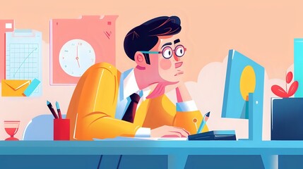 Obraz premium Focused Investor Engrossed in Financial Data Analysis for Informed Decisions