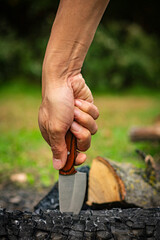 Nature Enthusiast with Outdoor Gear in the Forest