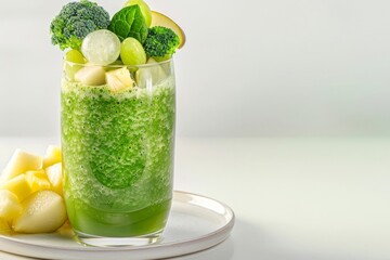 Fototapeta premium Refreshing All Green Smoothie with Pineapple Juice and Ice