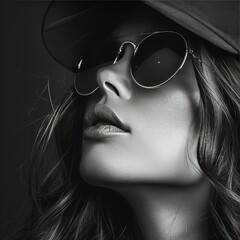 Woman Wearing Sunglasses and Hat