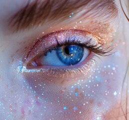 Close Up of Persons Eye With Glitter