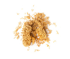 Raw Instant Rye Noodles Isolated, Dry Ramen Noodle, Uncooked Korea Vermicelli, Fast Chinese Pasta
