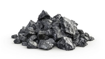 a pile of black coal isolated on a white background realistic