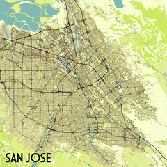 San Jose, California, USA map poster art
