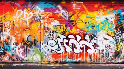 Fototapeta premium Urban Art Explosion. Vibrant Graffiti Mural Capturing Street Culture And Creativity. Generative AI