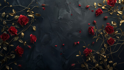 Dark Blossoms: Hopeless Beauty of Red Roses and Golden Thorns