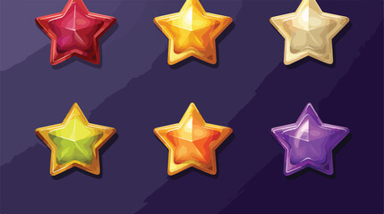 Set of stars various colors and shapes realistic 3d