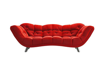 red couch with a red cushion isolated on transparent background