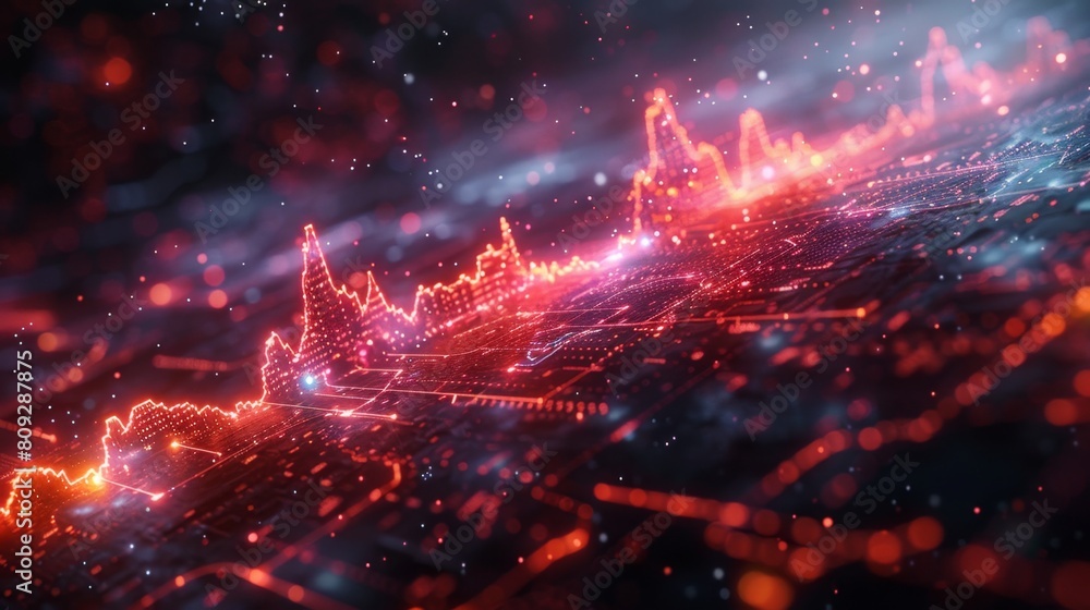 Poster dynamic abstract background featuring vibrant lights and blurred shapes, creating a visually stimula