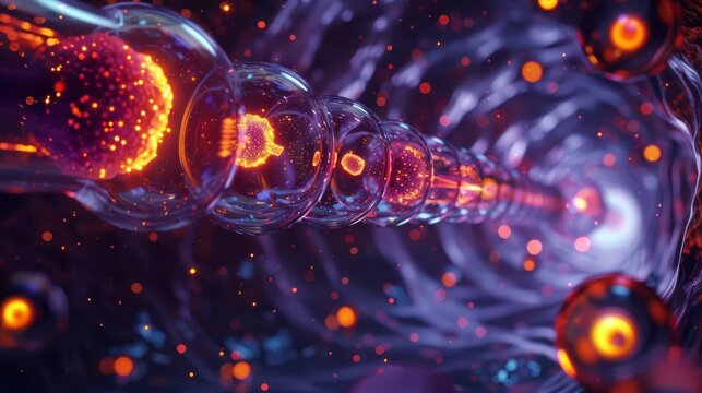 An exaggerated perspective of a bone marrow biopsy, with the needle as a tunnel leading to a hidden, glowing city