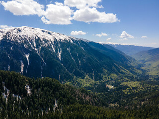 Obraz premium Aerial view of Suhoto Lake at Rila Mountain, Bulgaria