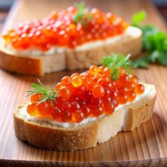 Gourmet snack: Sandwich with red caviar