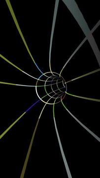 Driving through colorful grid tunnel vertical video