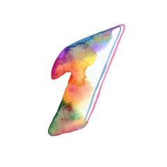 A colorful rainbow watercolor number "1" against a pristine white backdrop, creating a vibrant and captivating composition