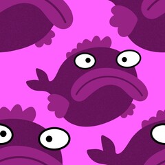 Cartoon sea animals seamless fish pattern for wrapping paper and fabrics