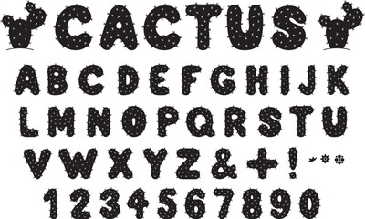 Desert Cactus Alphabet Letter and Number Silhouette Stamp Clipart Set with Addon Flower Option