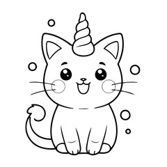 Simple vector illustration of Caticorn drawing for toddlers coloring activity