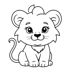 Vector illustration of a cute Lion doodle for kids colouring page