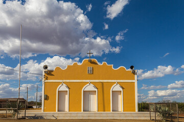 Christian church in rural landscape in the Brazilian city of Taperoá, Paraíba, Brazil