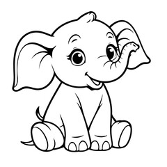 Cute vector illustration Elephant for children colouring activity