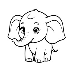 Naklejka premium Vector illustration of a cute Elephant doodle drawing for kids page
