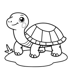 Cute vector illustration Turtle doodle for toddlers colouring page