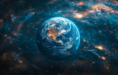 Obraz na płótnie Canvas Earth and galaxy science fiction wallpaper. Beauty of deep space. Planet Earth