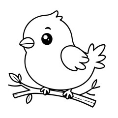 Vector illustration of a cute Bird doodle drawing for kids page