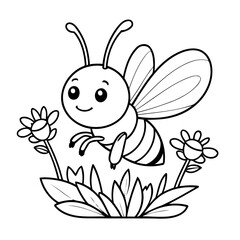 Cute vector illustration bee hand drawn for toddlers
