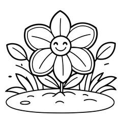 Cute vector illustration Flower drawing colouring activity
