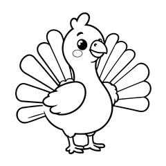 Cute vector illustration Turkey doodle for children worksheet