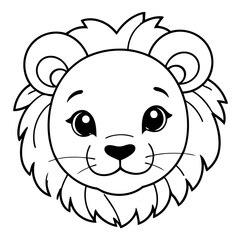 Vector illustration of a cute Lion drawing for kids colouring activity