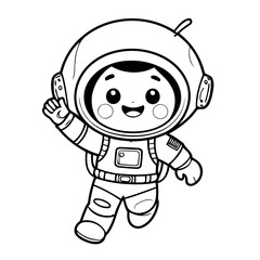 Vector illustration of a cute astronaut drawing for kids page