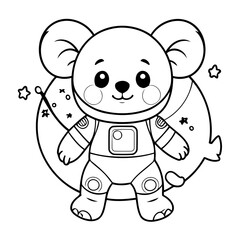 Fototapeta premium Vector illustration of a cute koala drawing for kids colouring activity