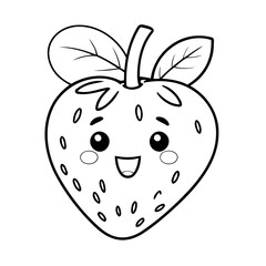 Simple vector illustration of strawberry drawing for kids colouring page
