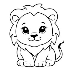 Cute vector illustration Lion doodle for toddlers colouring page