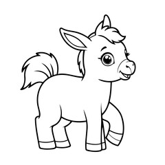 Simple vector illustration of Donkey for kids coloring page